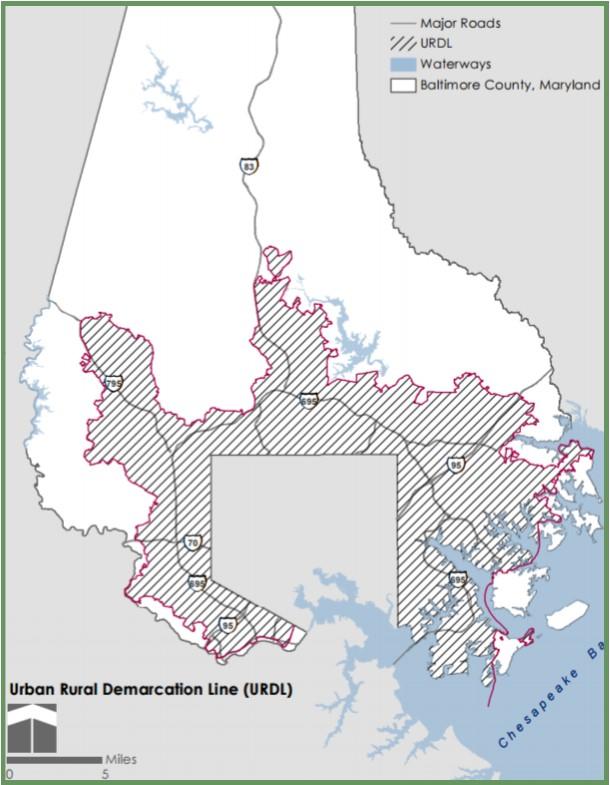 Figure 2: Urban Rural Demarcation Line in Baltimore County, MD, as mapped by the Baltimore County Planning Department: http://www-baltimorecountymd-gov-s.njmu.s5.bt8.net/Agencies/planning/index.html